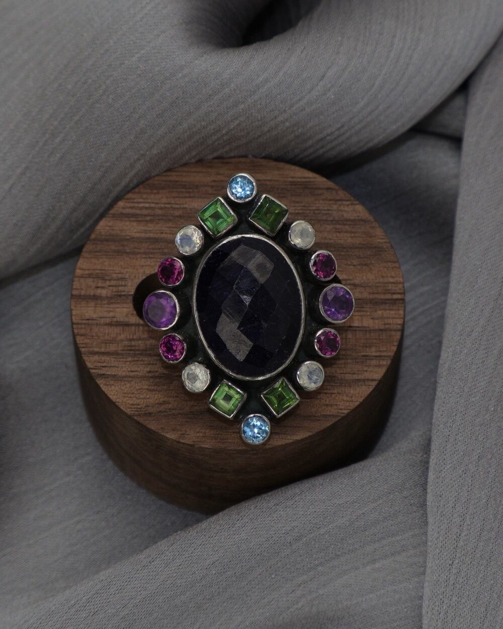 Nicky Butler Sterling Silver Multicolor Stones Ring 10.2G/sz 5